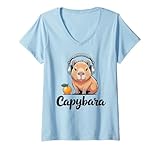Photo Gallery donna capybara wild animal forest giant cavy rodent capybaras maglietta con collo a v Photo Gallery donna capybara wild animal forest giant cavy rodent capybaras maglietta con collo a v