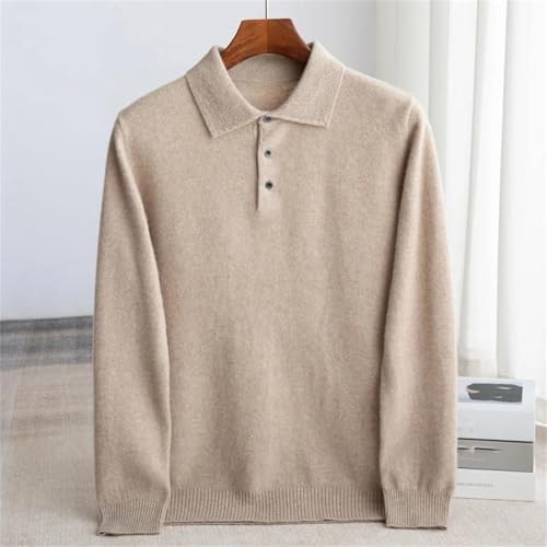 Kelsiop Men's Lapel Merino Wool Sweater Winter Knitted Business Casual Long Sleeved Wool Sweater Pullover2