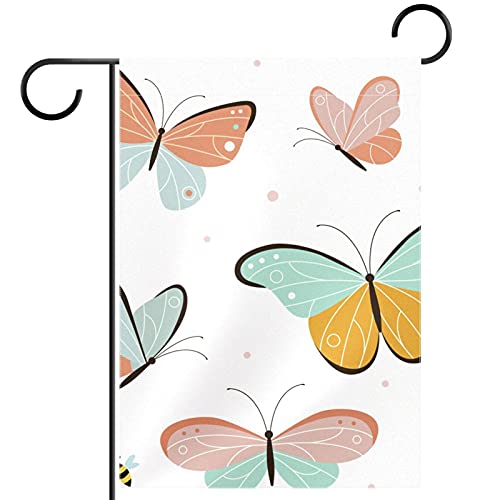 Drapeau de jardin papillon double face en polyester pongé pour décoration extérieure