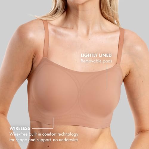 Floatley to The T Shirt Wireless Scoop Neck Adjustable Strap Lightly Lined Bra for Women Soft Silky Comfort Removable Pads4