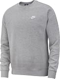 NIKE Herren Club Crw Bb Sweatshirt, Dk Grey Heather/White, M EU