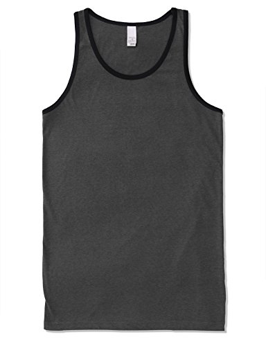 JD Apparel Menâ€™s Sleeveless Tank Top â€“ Two-Tone Summer Shirt, Charcoal Grey/Black, Large
