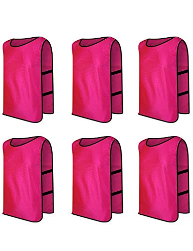 TopTie Scrimmage Training Vests Soccer Bibs Set of 6-Hotpink-Child