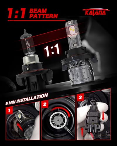 Image of KATANA H13 Bulbs,9008 400% Brightness 6500K 1:1 Size Plug and Play Fog of 2 | Cooling Fan,High /Low Beam,360Beam Angle