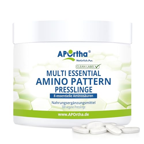 APOrtha® Multi Essential Amino Pattern – 300 Presslinge mit 8 essentiellen Aminosäuren nach Prof. Dr. Lucà-Moretti, ausgewogenes Aminosäuren-Profil, EAA Presslinge, vegan