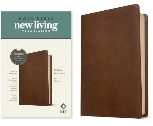 NLT Thinline Reference Bible, Filament Enabled (LeatherLike, Rustic Brown): Includes