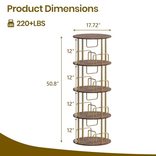 KCZDXH 360° Rotating Bookshelf, Revolving Bookcase with Open Display Storage, Round Book Shelf Tower, Freestanding Space Saving Vertical Storage Organizer for Living Room Bedroom, Corner Furniture - Image 2