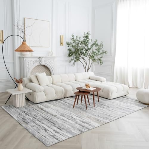 Rug Branch Nord 4' x 6' (3'11" x 5'7") Grey/Beige Abstract Indoor Area Rug, Contemporary, Medium Pile, Stain-Resistant Carpet - Living Room, Bedroom, Dining Room, and Kitchen by Rug Branch - Used condition - CA$92.67