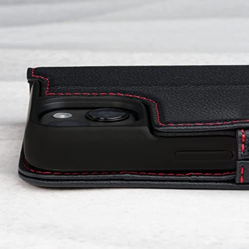 TORRO Leather Case Compatible with iPhone 14 Plus Genuine Leather Wallet Case/Cover with Card Holder and Stand Function (Black)