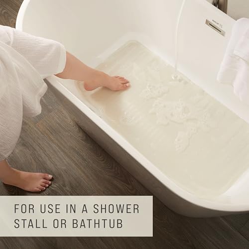 Image of Rubbermaid Commercial Products Bath Tub and Shower Mat, 36-Inch X 18-Inch, White, Extra Long, Machine Washable, Safti-Grip Non-Slip Bathroom Mat with Suction Cups for Home /Hotel /Shower /Bathtub