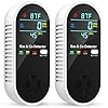 Carbon Monoxide Detectors and Natural Gas Detector, 4-in-1 Upgraded Carbon Monoxide Detectors Plug in, Gas Leak Detector with Dual Alarms, Temperature & Humidity Sensor for Home, RV, Black, 2 Packs