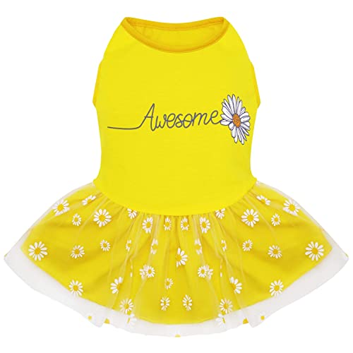 Kyeese Dog Dress Daisy Dog Skirt For Small Dogs With Flower Printing Tulle Doggie Sundress #TOP15