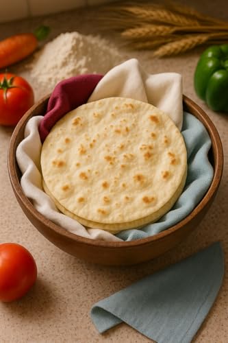 Image of Pure Cotton Double-Layered Roti Cover 15x15 Inch - Soft & Breathable Tortilla Wrap for Casserole & Tiffin, Assorted Colours