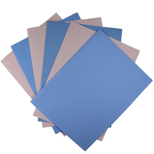 Image of KCS 6 pc of 12 inch x 18 inch(30cmx45cm) 14CT Counted Cotton Aida Cloth Cross Stitch Fabric (Light Blue+Pink)