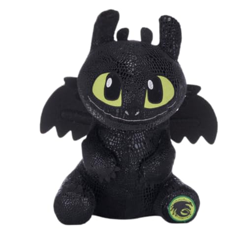 TA&MA Dompter les dragons - Dragon de nuit noir inspiré par les dents - Doudou doux pour enfants et fans (position assis 30'