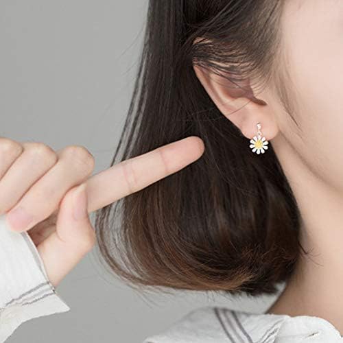 Daisy Flower Dangle Drop Stud Earrings S925 Sterling Silver Dianty Ball Flower Dangling Charm Earring Studs Fashion Jewelry Delicate Gifts for Women Girls Birthday Hypoallergenic