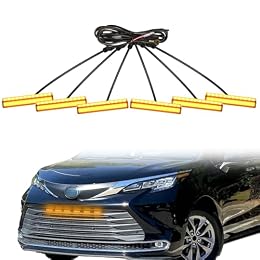Led Grille Grill Lights Fit For Toyota Sienna Odyssey 2021 2022 2023 2024 2025 Warm Signal Fog Lights Assembly (Grille Light-Amber, 6)
