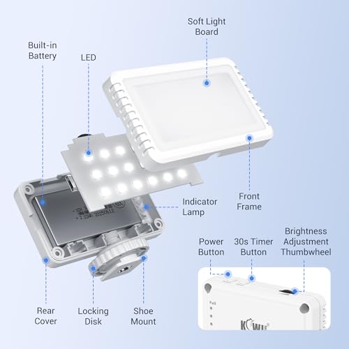 Image of Kiwifotos Mini LED Video Light for Sony ZV-E10 II ZVE10 ZV-1F ZV1F ZV-1 ZV1 | for Canon PowerShot V1 EOS R50V & More Cameras, Flash Attachment Accessories for Vlog Shooting Record, Portable Rechargeable
