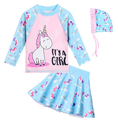 Image of JerrisApparel Toddler Girls Unicorn Swimwear Two Pieces Rash Guard Swimsuit Set Surfing