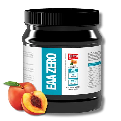 BPR Nutrition - EAA ZERO - Amminoacidi essenziali in polvere con aggiunta di L-Glutammina, da fermentazione vegetale (300 g, Thè alla Pesca)