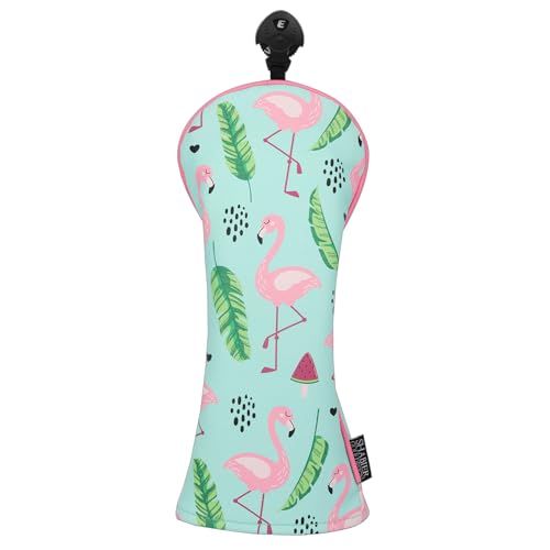 SHABIER Blue&Pink Golf Headcover with Flamingos Design for Golf Club (Fairway Headcover)