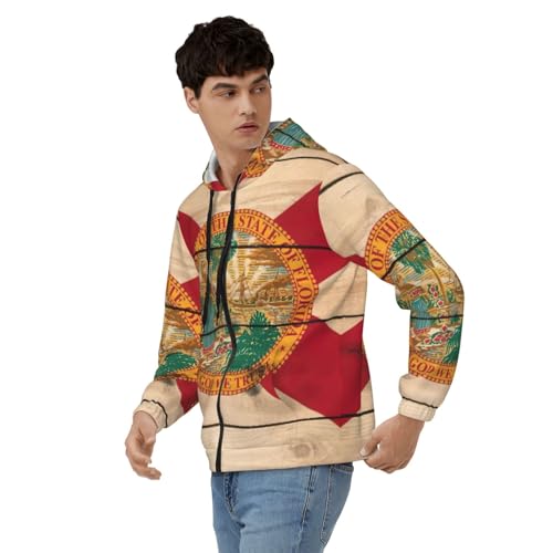 Sweat à capuche Floride zippé motif grain de bois original et doux