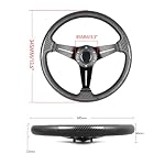 Carbon Fiber Grip Racing Steering Wheel 13.8”/350mm Flat Bottom 6 Bolts Gaming Steering Wheel with Aluminum Spokes and Carbon Fiber Horn Button - Image 2