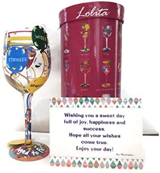 Lolita Aged to Perfection Wine Glass Hand Painted - Best Birthday Gift for Women, Best Friend, Sassy Girl, Fun Birthday Gifts