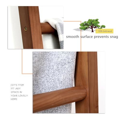 FUIN Blanket Ladder, 6ft Rustic Solid Wood Rectangle Decor Rack, Brown by FUIN - Image 3