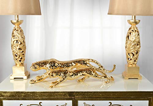 Modern Gold Leopard Panther Large Sculpture Statue Home #TOP1