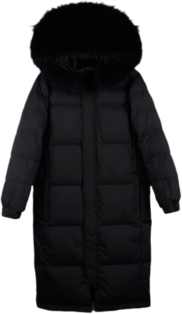 Women 90% White Duck Down Jacket Thick Hooded Long Parkas Oversized Large Real Fur Winter Snow Coat