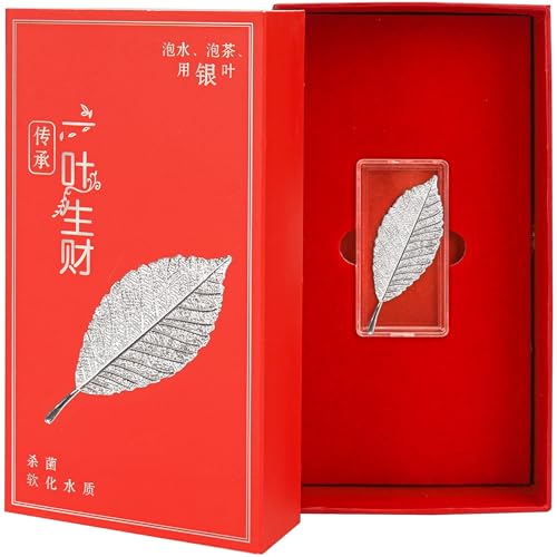 HannaFires Chinese Pure Silver Tea Leaves, Sterling Silver Tea Accessorieset, Purifies Water & Enhances Water Quality, Feng Shui Decor Symbolizing Purity