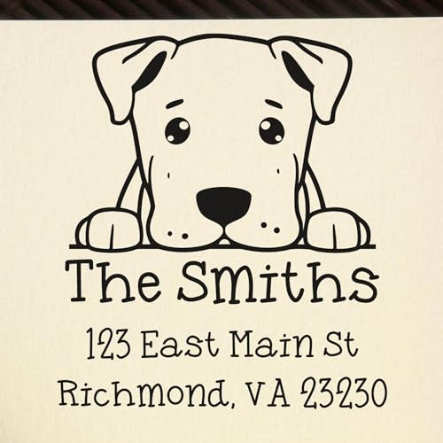 Compact Slim Pre Inked Address Stamp Featuring Dogo Argentino Puppy | Choice of 5 ink colors. Pet Lover Compact Mailing Stamp. Wildlife Rubber Stamp. Refillable reservoir. One household per die.