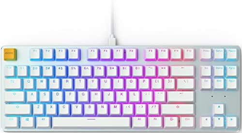 Glorious Custom Gaming Keyboard - GMMK 85% Percent TKL - USB C Wired Mechanical Keyboard - RGB Hot Swappable Switches & Keycaps - Silver/White Metal Top Plate