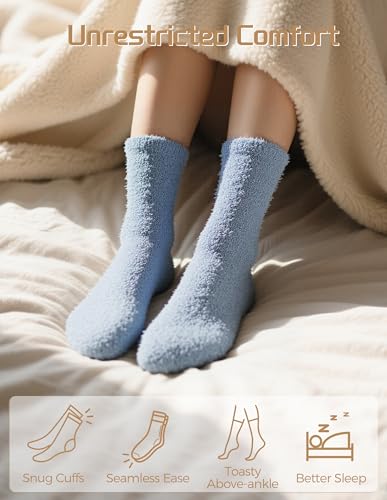 Image of TEHOOK Warm & Cozy Gifts for Women, Fluffy Fuzzy Plush Sleeping Slipper Socks - Soft Warm Fabric