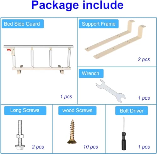 Brolteja Bed Rail For Elderly 97 * 40Cm Foldable Bed Rail Safety Side Protector For Elderly Adult Support Handle For Adults Kids Safety Hospital Home Care - 3