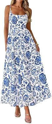 PRETTYGARDEN Women's Summer Boho Maxi Dress A Line Eyelet Floral Sundresses