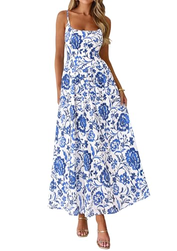 PRETTYGARDEN Womens 2026 Spring Boho Maxi Dress Eyelet Floral Long Flowy Sundresses Summer Beach Vacation Clothes
