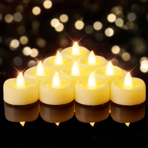 BEICHI Flameless Candles, 12/24/50/100/150 Pack Tea Lights Battery Operated, No Flickering Votive Candles LED Tea Lights for Halloween Christmas Wedding Home (24 Pack, Ivory Shell)