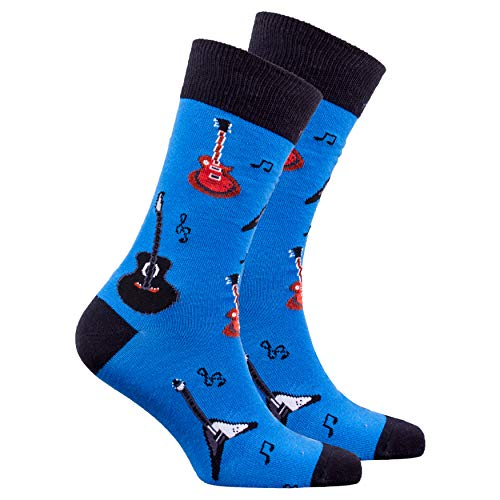 socks n socks-Men's Luxury Cotton Colorful Funky Guitars Socks