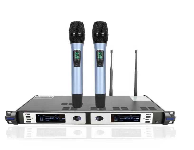 QAWACHH Professional UHF Wireless Metal. Microphone 250 Meters Range with Amplifier.2 Channel