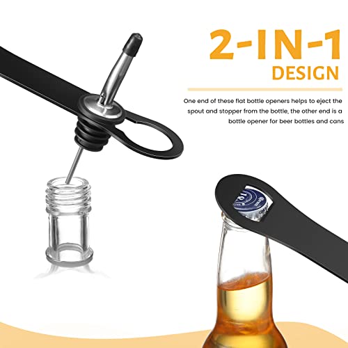 Bottle Opener And Pour Spout Remover Flat Bar Key Stainless Steel Bar Speed Opener Dog Bone Wine Bottle Opener Double Ended Beer Openers For Bartenders Home Kitchen, Black (4 Pieces) #TOP2