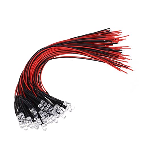 NUOBESTY 50piezas Diodos Emissores De Luz Led Rojos Pre-cabeados Para Luces De Juguetes Rc y Coches Bombillas Led Preinstaladas Para Usos De Bricolaje