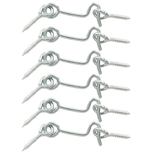 LifCratms 6Pcs Cabin Hook and Eye Latch, 1.5" Swivel Window Hook Gate Door Latch with Mounting Screws for Swivel Window Wood Gate Door