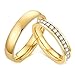 Epinki Bagues de Couple, 4MM Éternité Or Acier Inoxydable avec Zirconium Blanc Bague Simple Femme Taille 57 & Homme Taille 62