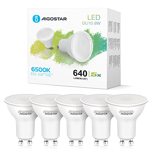 LED Leuchtmittel GU10 8W Kaltweiß, Glühbirnen 600 Lumpe 6400K 230V Abstrahlwinkel 120-160 Grad, Lampe Strahler Flimmerfrei nicht Dimmbar Reflektorlampe 5er-Pack