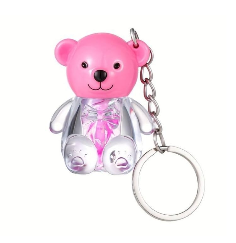 Golden Vibe Store Mini Teddy Shape Lip Gloss Keychain | Portable Lip Balm for Kids & Girls | Shiny Finish, Cute School Bag Accessory (Pack of 1)-image-3