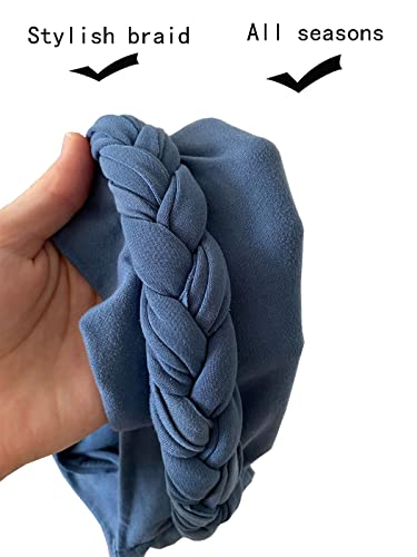 Lucky staryuan ® 3 Pcs Turban Pre Tied Twisted Hat Thread African Head Wraps for Women Chemo Cancer Cap (Black Gray Light Blue)