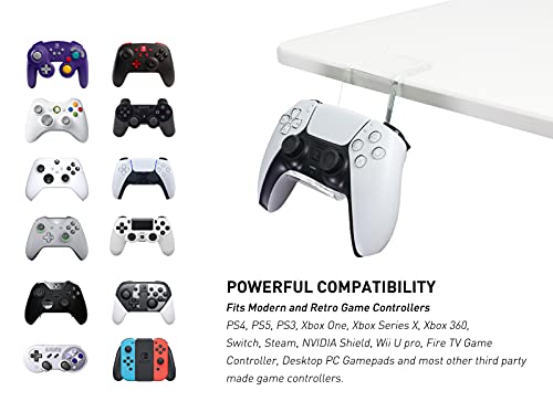 OAPRIRE Under Desk & Desktop Controller Holder Gaming Accessories (2 Pack), Universal Controller Stand for PS5 PS4 Xbox ONE STEAM PC (Crystal Clear) - Thumbnail 3