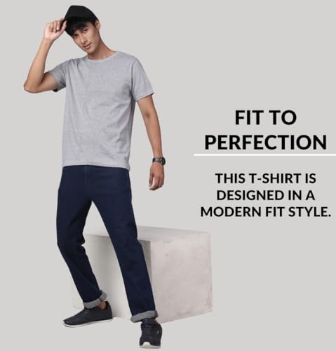 Image of ADRO Men's Cotton Regular Fit Combo Plain Solid T-Shirt Pack of 2